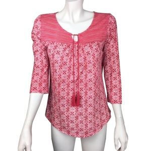 Lucky Brand Red Tassle Tie Top‎